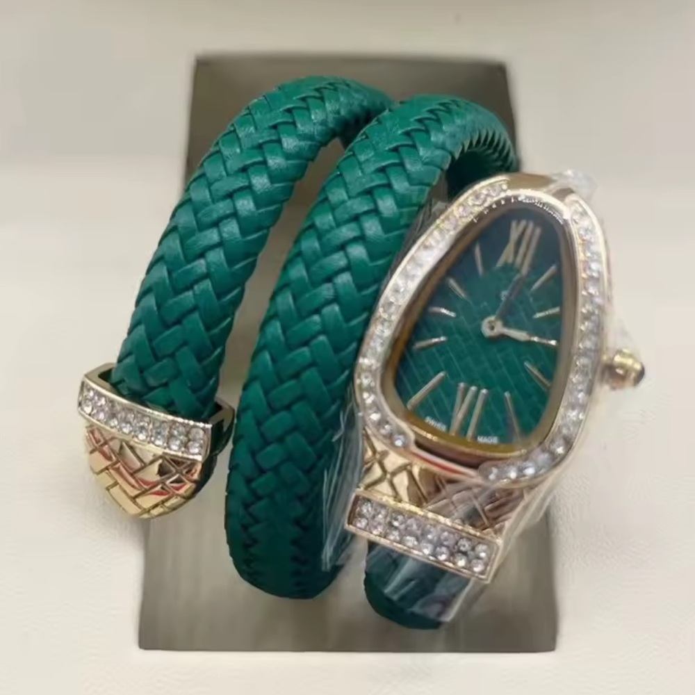 Elegant Green Braided Watch